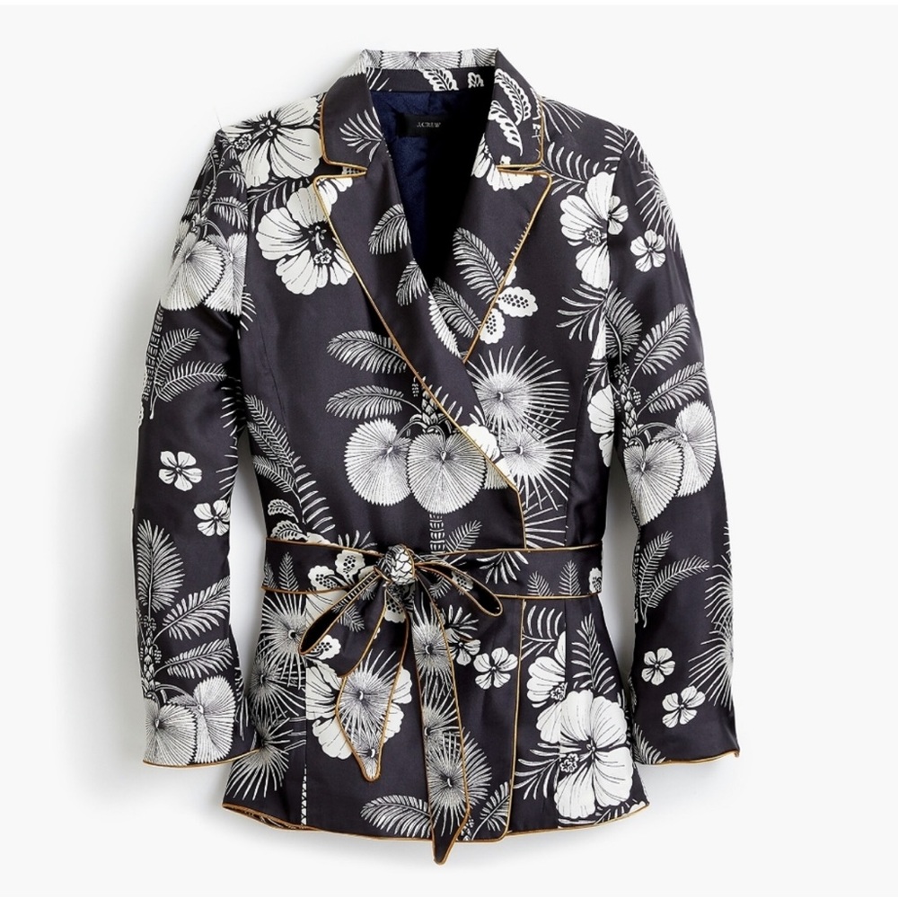 NWT J Crew Silk Belted Floral Print Jacket M J0981